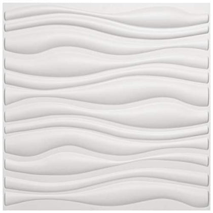 Art3d PVC Wave Board Textured 3D Wall Panels, White, 19.7