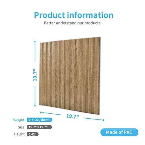 Art3d Slat Wall Panel, 3D Fluted Textured Panel 12-Tile 19.7 x 19.7in. - Walnut MEGA