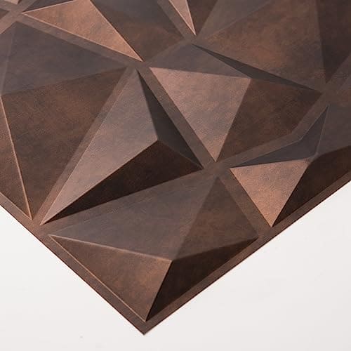 Art3d Textures 3D Wall Panels Antique Copper Diamond Design for Interior Wall Decor Pack of 12 Tiles 32 Sq Ft (PVC) MEGA