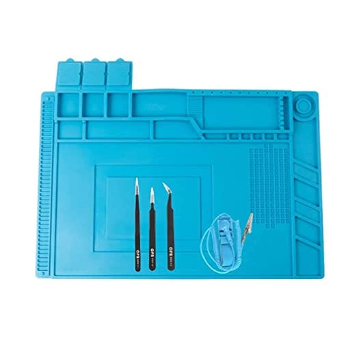 CPB Silicone Repair Mat Heat Resistant Work Mat with Scale Rule and Screw Position for soldering Iron, Electronics, Computer, Cellphone - Blue - S130 / S160 / S180 ebuystt