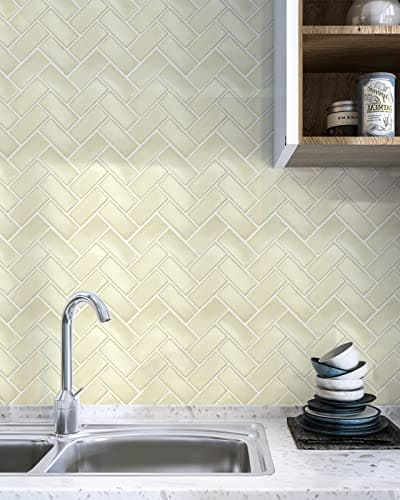 Art3d Herringbone Peel and Stick Backsplash Tiles (10 Tiles, Thicker Version) MEGA