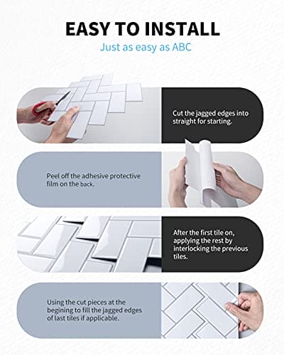 Art3d Herringbone Peel and Stick Backsplash Tiles (10 Tiles, Thicker Version) MEGA