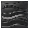 Art3d PVC 3D Panel for Interior Wall Decor, Wavy Textured Tile, 12-Pack 19.7 x 19.7in. Black