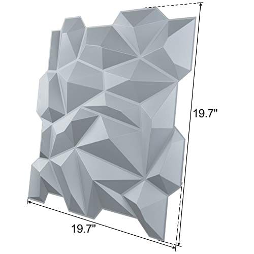 Art3d PVC 3D Diamond Wall Panel Jagged Matching-Matt Silver, for Residential and Commercial Interior Decor MEGA