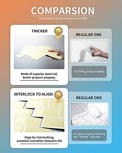 Art3d Herringbone Peel and Stick Backsplash Tiles (10 Tiles, Thicker Version) MEGA