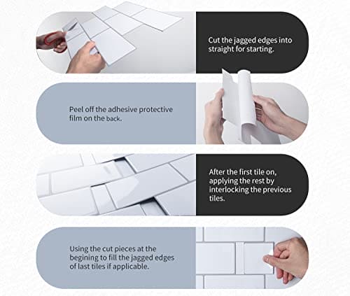 Art3d Peel and Stick Backsplash, 14x12 Subway Tiles, Faux Ceramic Tiles (10 Tiles, Thicker Version) MEGA