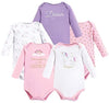 Hudson Baby Unisex Cotton Bodysuits, Girl Baby Bear Long-Sleeve 5-Pack, 0-3 Months (3M): Clothing