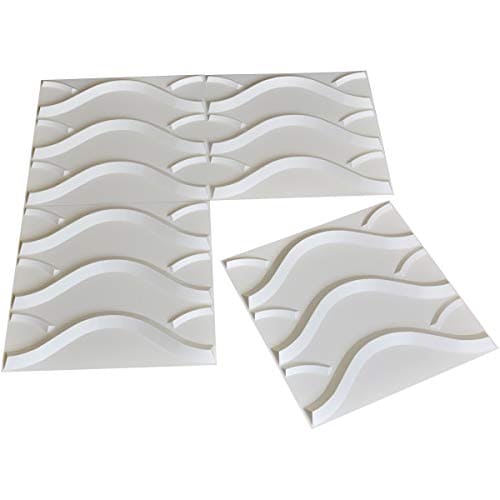 Art3d Decorative 3D Wall Panels in Modern Wall Design, 19.7"x19.7" Matt White (12 Pack) MEGA