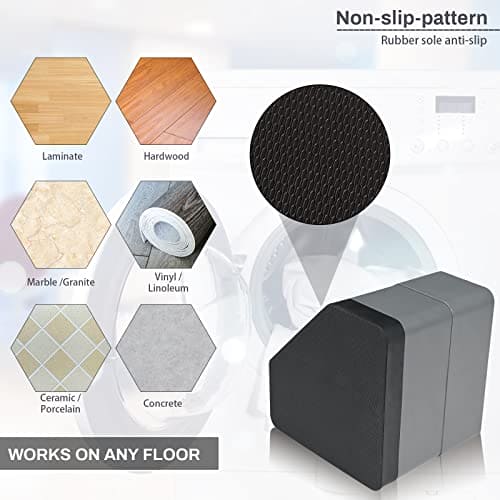 Anti Vibration Pads for Washing Machine - Double Heighten Washer and Dryer Pedestals High Hard Wearing Square Rubber Foot Pads, Noise Cancelling and Shock Support Protects Pedestals ebuys