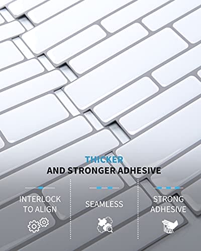 Art3d Thickened Peel and Stick Backsplash Tile Oblong in White, 10 Sheets 12x12in. MEGA