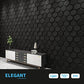Art3d Textures 3D Wall Panels Black Hexagon Design Pack of 12 Tiles 25.5 Sq Ft (PVC) MEGA