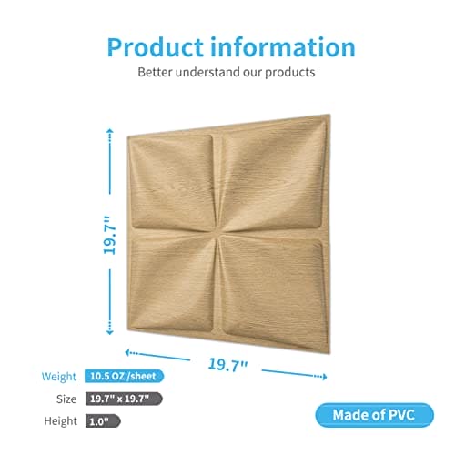 Art3d Wood Brown 3D Wall Panel PVC Flower Design Cover 32 Sqft, for Interior Wall Decor in Living Room,Bedroom,Lobby,Office,Shopping Mall MEGA