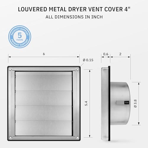 calimaero VKE 4" Inch Dryer Vent Cover Outdoor Stainless Steel Grille Dryer Vent Exterior Wall Vent Moving Flaps Ebuystt