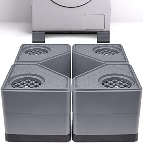 Anti Vibration Pads for Washing Machine - Double Heighten Washer and Dryer Pedestals High Hard Wearing Square Rubber Foot Pads, Noise Cancelling and Shock Support Protects Pedestals ebuys