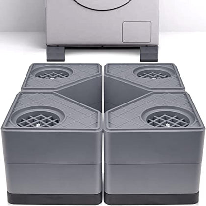 Anti Vibration Pads for Washing Machine - Double Heighten Washer and Dryer Pedestals High Hard Wearing Square Rubber Foot Pads, Noise Cancelling and Shock Support Protects Pedestals
