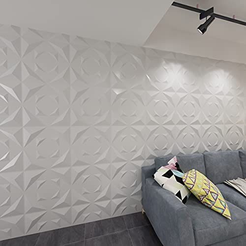 Art3d Decorative 3D Panels Textured Wall Design Board, White, 12 Tiles 32 Sq Ft MEGA