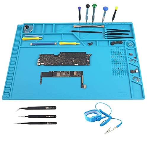 CPB Silicone Repair Mat Heat Resistant Work Mat with Scale Rule and Screw Position for soldering Iron, Electronics, Computer, Cellphone - Blue - S130 / S160 / S180 ebuystt