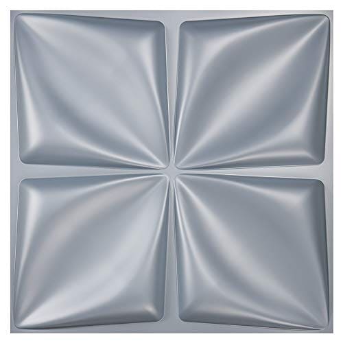 Art3d Matt Grey Silver 3D Wall Panel PVC Flower Design Cover 32 Sqft, for Interior Wall Decor in Living Room,Bedroom,Lobby,Office,Shopping Mall MEGA