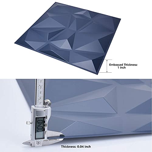 Art3d 3D Paneling Textured 3D Wall Design, Blue Diamond, 19.7" x 19.7" (12 Pack) (Matt Blue) MEGA