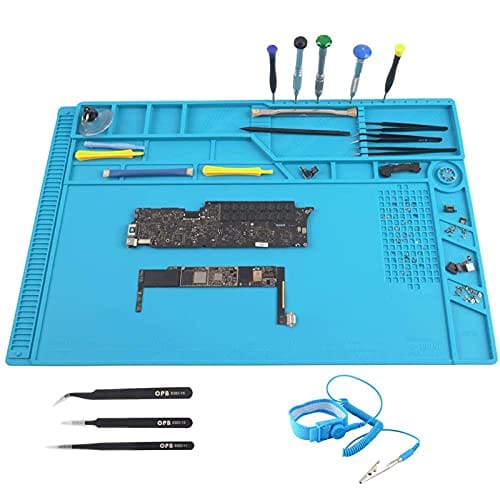 CPB Silicone Repair Mat Heat Resistant Work Mat with Scale Rule and Screw Position for soldering Iron, Electronics, Computer, Cellphone - Blue - S130 / S160 / S180 ebuystt