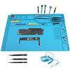 CPB Silicone Repair Mat Heat Resistant Work Mat with Scale Rule and Screw Position for soldering Iron, Electronics, Computer, Cellphone - Blue - S130 / S160 / S180