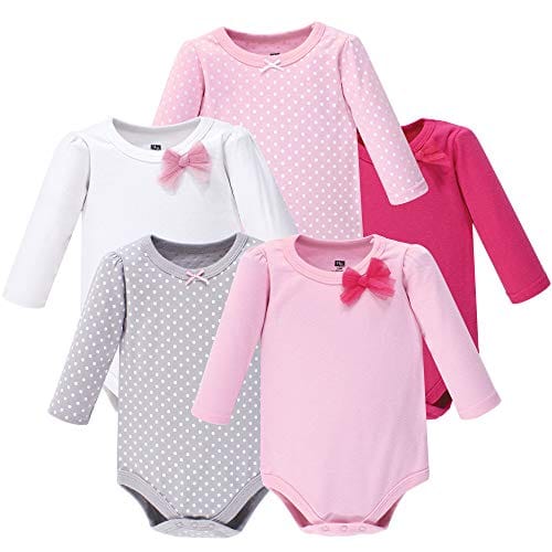 Hudson Baby Unisex Cotton Bodysuits, Girl Baby Bear Long-Sleeve 5-Pack, 0-3 Months (3M): Clothing ebuystt