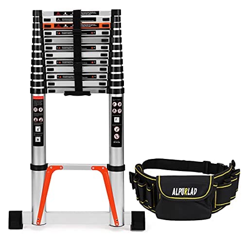 ALPURLAD Telescoping Ladder 10.5FT Aluminum Extension Ladders Lightweight Collapsible Ladder Telescopic Ladders for RV, Loft, Attic, Home, 330lbs Capacity ebuystt