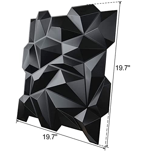 Art3d PVC 3D Diamond Wall Panel Jagged Matching-Matt Black, for Residential and Commercial Interior Decor MEGA