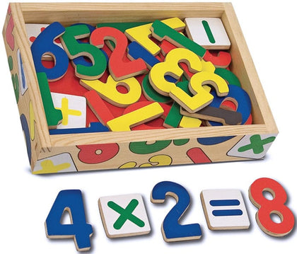 MELISSA & DOUG Magnetic Wooden Numbers: Enough numerals to count from zero through twenty AND five math signs in a convenient wooden case - M&D-16