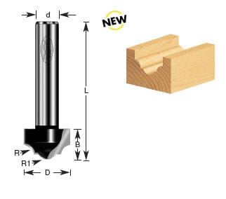 Timberline Carbide Tipped Router Bit For Classical Groove with 1 inch Diameter Cut. Ideal for Doors, Cupboards and Many other Woodworking Applications #460-16 MEGA