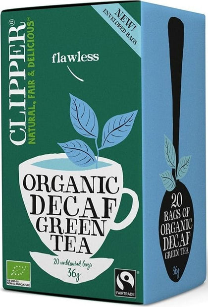 Clipper Organic Decaf Green Tea (20 Tea Bags) is a decaffeinated alternative for those who want to enjoy a lighter but flavonoid-rich green tea-5021991941702