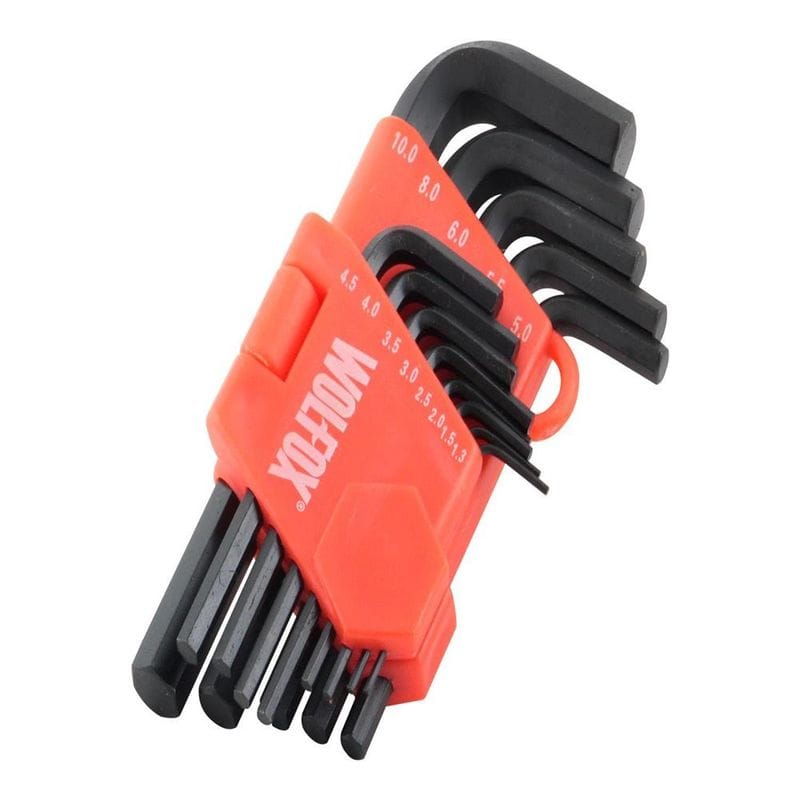 Wolfox 13 Piece Metric Hex Key Set (Allen Wrench Set), 1.3mm - 10.0mm, Forged Carbon Steel, Heat Treated, Plastic Case Included. Ideal for Installing Towel Bars, Tightening Door Handles, Repairing Bicycles, Assembling Furniture and More - WF0573 MEGA