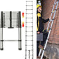 Dayplus 12.5FT/3.8M Stainless Steel Telescopic Ladder Foldable Telescoping Extension Ladder Loft Ladder 330lb Load ebuystt
