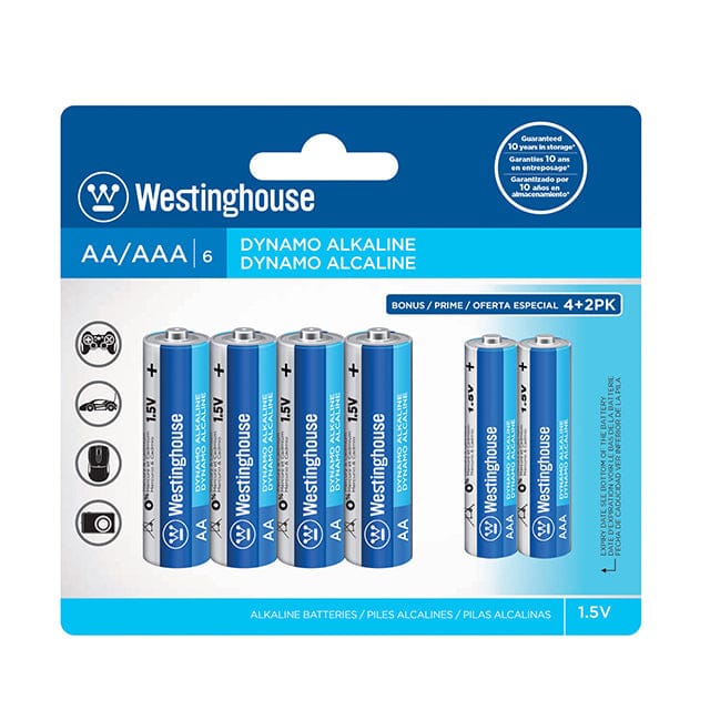 WESTINGHOUSE ALKALINE AAA BATTERY 4PK+2 BONUS, long lasting power, Battery delivers a stable current ideal for high drain devices with dynamic instantaneous power. Ideally for Cameras, Wireless Mouse & Keyboard, Game Controller, Shavers, Toys - R03BP MEGA