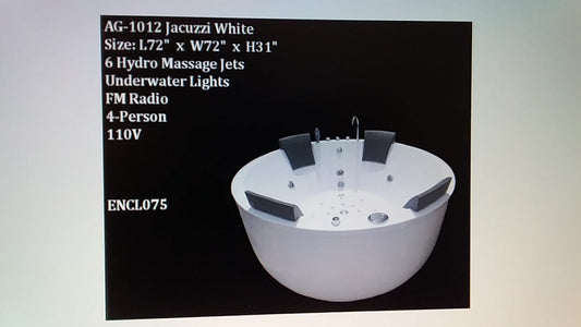 AG White Hydro Massaging Luxury 4 Person Jacuzzi, With Air Bubble And Water Circulation. Ideal For Two Persons To Relax And Pamper Yourself- AG1012 White MEGA