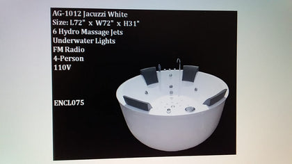 AG White Hydro Massaging Luxury 4 Person Jacuzzi, With Air Bubble And Water Circulation. Ideal For Two Persons To Relax And Pamper Yourself- AG1012 White