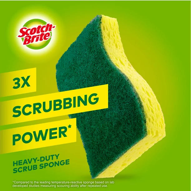3M Scotch Brite Heavy Duty Sponge 9 Units   Scrubbing sponges with high resistance. Suitable for powerful scrubbing to remove adhering dirt-277123 Hannah's Variety Store