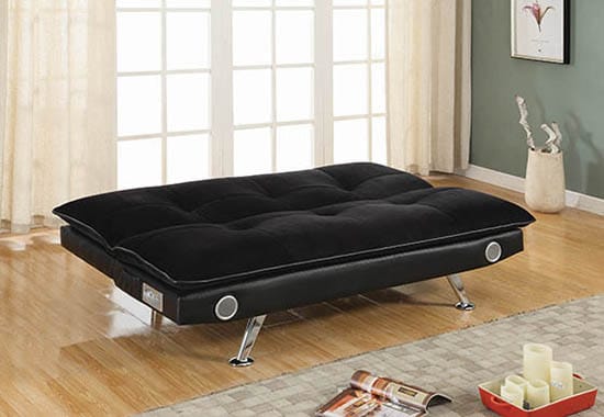 Odel Upholstered Sofa Bed With Bluetooth Speakers Black Collection: Odel SKU: 500187