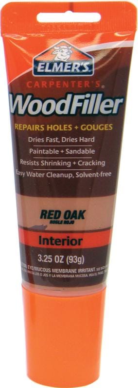 Elmer's Carpenter's Wood Filler, 3.25 Ounce Tube, Red Oak From filling nail holes in molding strips to filling gouges in hardwood floors, Elmer’s Carpenter’s Wood Filler tubes make the task quick and easy-WOODFILLER002 Hannah's Variety Store