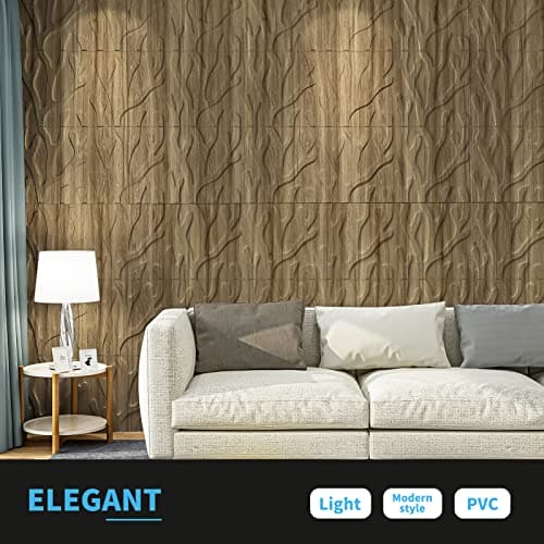 Art3d 3D Textured Wall Panel, Trunk in Maple, 12-Tile 19.7 x 19.7in. MEGA