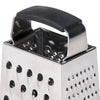 Tablecraft 6 inch Small 4 Sided Stainless Steel Non Slip Grip Box Grater can be used to shred cheese, vegetables, fruits, and more. Made from heavy-duty stainless steel, this grater comes with a hand grip at the top for easy use with both hands-SG203BH