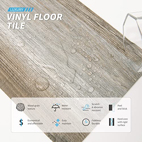 Art3d Peel and Stick Floor Tile Vinyl Wood Plank 36-Pack 54 Sq.Ft, Old Wood, Rigid Surface Hard Core Easy DIY Self-Adhesive Flooring Mega