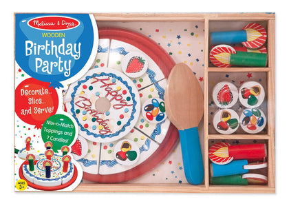 MELISSA & DOUG Birthday Cake Wooden: All 34 pieces store neatly in the wooden box until the next celebration - M&D-511