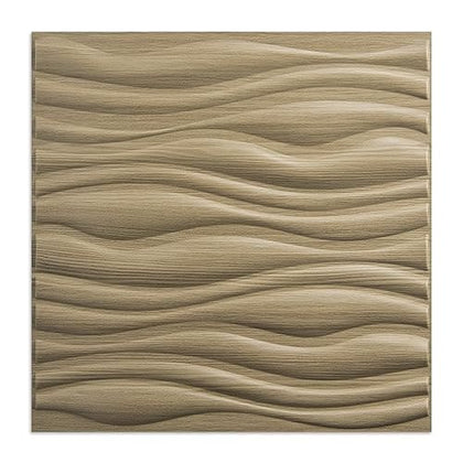 Art3d PVC Wave Board Textured 3D Wall Panels for Interior Wall Decor, Living Room, Bedroom, Office, Walnut, 19.7