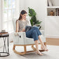 VECELO Rocking Chair, Upholstered Glider Rocker for Nursery Comfy Armchair with Safe Solid Wood Base/USB Port/Side Pocket for Living Room Bedroom Balcony Home Office, Off-White ebuys