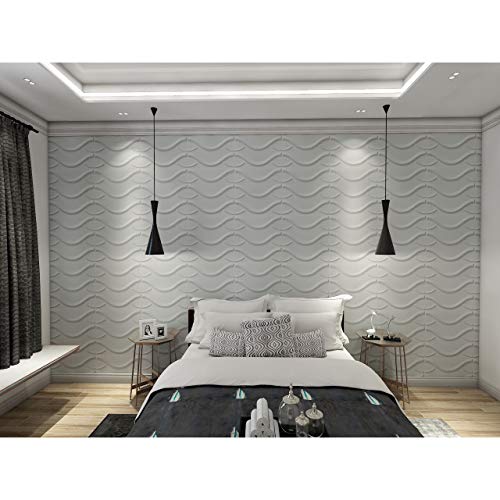 Art3d Decorative 3D Wall Panels in Modern Wall Design, 19.7"x19.7" Matt White (12 Pack) MEGA