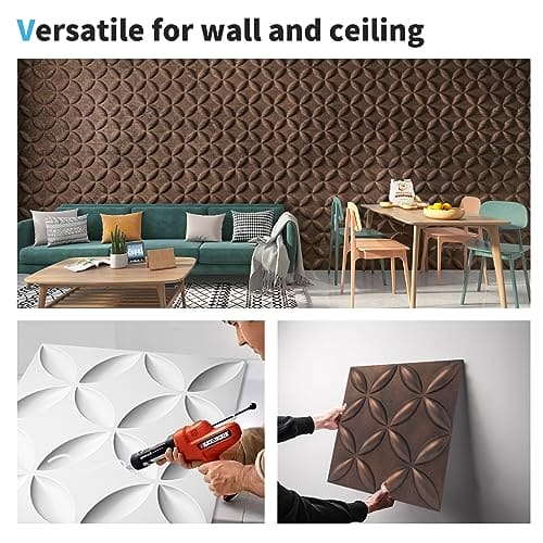 Art3d Texture 3D Wall Panels, PVC Wall Panels for Interior Wall Decor Pack of 12 Tiles 32 Sq Ft, Antique Copper, 19.7"x19.7" MEGA