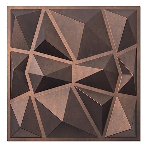 Art3d Textures 3D Wall Panels Antique Copper Diamond Design for Interior Wall Decor Pack of 12 Tiles 32 Sq Ft (PVC) MEGA