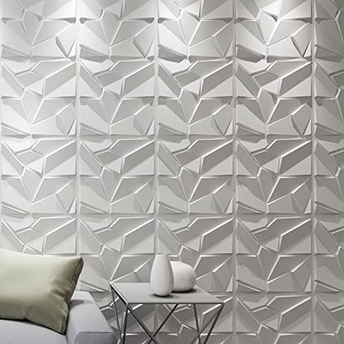 Art3d PVC 3D Wall Panels, Plastic Decorative Wall Tile in White 12-Pack MEGA