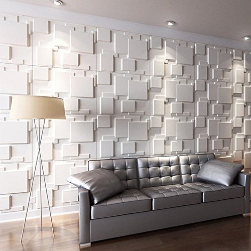 Art3d Decorative Tiles 3D Wall Panels for Modern Wall Decor, White, 12 Panels 32 Sq Ft MEGA